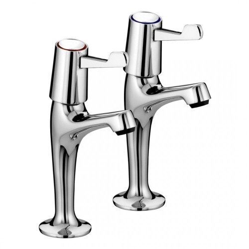 Bristan Bristan Value High Neck Pillar Taps with Durable Ceramic Disc Valves, Deck Mounted, Chrome Finish