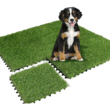 Qingbei Rina Artificial Grass Tiles Interlocking, 9 Packs Fake Grass Turf Outdoor Rug for Dogs Potty Pet, Natural Realistic 0.9m x 0.9m
