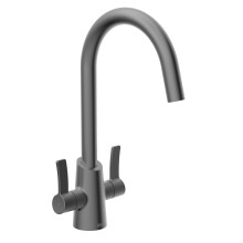 Bristan Acorn Kitchen Tap - Swivel spout, Two Lever EasyFit Gun Metal Kitchen Sink tap, ACR EFSNK GM