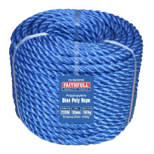 Faithfull FAIRB220100 Blue Poly Rope Coil 10mm Dia x 220M, Max Load 160kg, Breaking Strain 1200kg
