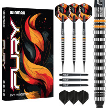 WINMAU Fury 18 Gram Tungsten Softip Darts Set with Prism Flights and Vecta Shafts (Stems)