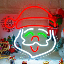 Ineonlife Santa Claus Neon Sign Christmas Neon Lights Led Neon Wall Light Acrylic Neon Signs for Wall USB Unique Night Light for Christmas Festival