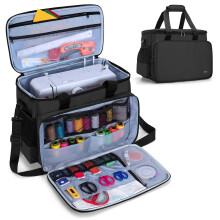 Luxja Sewing Machine Trolley Bag, Sewing Machine Bag, Sewing Machine Case (No Accessories Included), Black/White, Bolsa de máquina Coser, Travel Bags