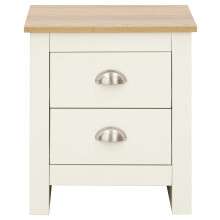 Lancaster Cream with Oak Top Bedroom Furniture - Wardrobes, Chest, Bedside (Bedside Cabinet)