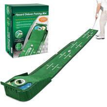 Golf Putting Mat, Green for Indoors, Matt with Ball Return and 3 Holes, Training and Practice Aid at Home or Office, Gifts Accessories for Men