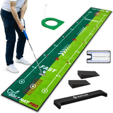 SAPLIZE Golf Putting Mat – Dual-Speed 20"10ft Golf Practice Green with Alignment Mirror & Slope Wedges