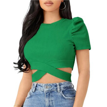 Korte Tops met Korte Mouwen voor Dames, Cropped Tanktops Groen M