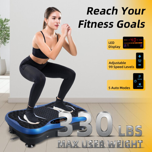 EVOLAND Vibration Plate Exercise Machine, Vibration Fitness Trainer with Bluetooth Speaker 5 Program Modes 2 Resistance Bands 2