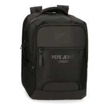 Pepe Jeans Bromley Laptop Backpack Black 31x44x15cm Polyester 20.46L, Black/White, One Size, Laptop Backpack