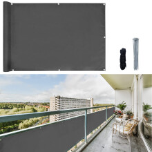 CCLIFE Balcony Privacy Screen, Wind and UV Protection, Weatherproof, 160 g/m2 with Eyelets, Balcony Privacy Screen, Opaque, 75 x 300 cm