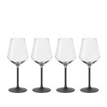 Villeroy & Boch - Manufacture Rock White Wine Glass Set 4 Pieces 380 ml Black, Dishwasher Safe, Black Wine Glasses, Crystal Glass