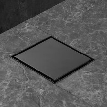 iYueMps Square Shower Drain 200mm x 200mm/7.8x7.8 inch Stainless Steel Square Floor Drain Premium Black 2in1 Double-sided Tile Insert with Odor Stop