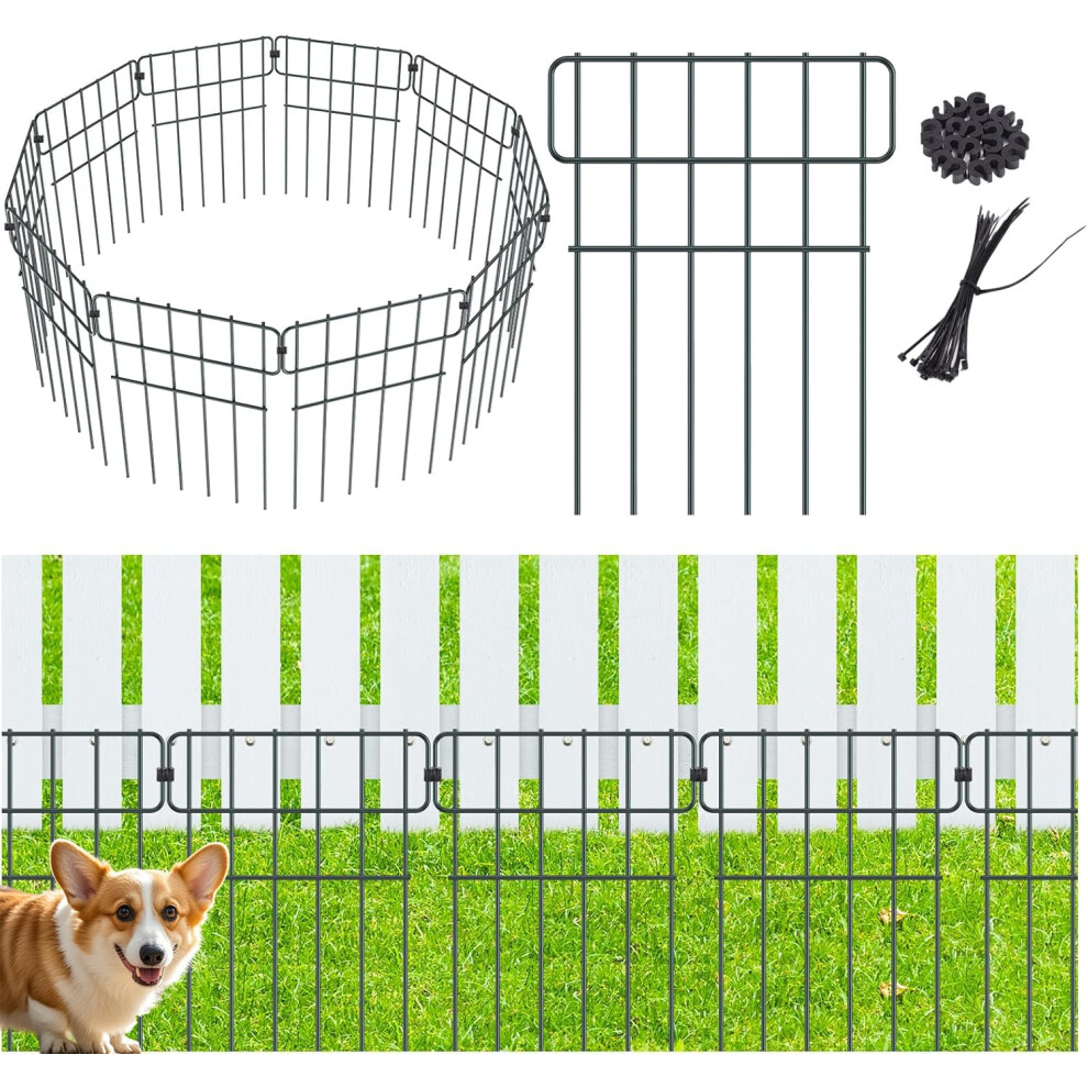 Szmdlx Garden Fence, 10 Pack Fencing Animal Barrier Total 330Cm(L) X 43Cm(H), Rustproof Metal Wire Garden Border Fence Border Barrier Fence Panels 5051227840608