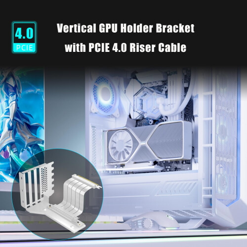 GLOTRENDS 3-Slot GPU Support Bracket with 150mm PCIe 4.0 Riser Cable for GPU Vertical Mount 1