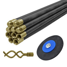 Faithfull Drain Rod Set 9M (30ft) – 10 x 920mm Flexible Screw-Together Rods with Crimped & Pinned Rustproof Connectors