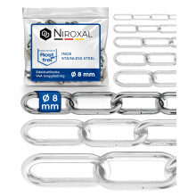 Stainless Steel Chain 316 Marine Grade 8 mm Heavy Duty Long Link DIN 763 DIN 5685 Anchor Chain 5 m 1 Piece NietFullThings