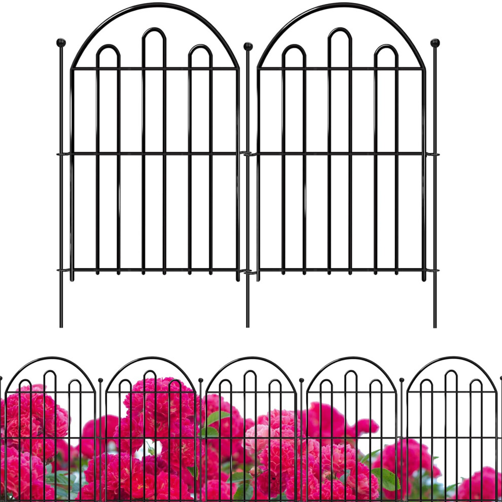 Qiodazoo Fence Animal Barrier, Total 330 Cm (L) X 43 Cm (H) 10 Panels Decorative Fences, Rustproof Metal Garden Fence For Rabbit Dog 5051227840172