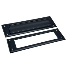 QCAA Solid Brass Mail Slot, with Solid Brass Interior Frame, 13" x 3.625", Matte Black, 1 Pack, Made in Taiwan