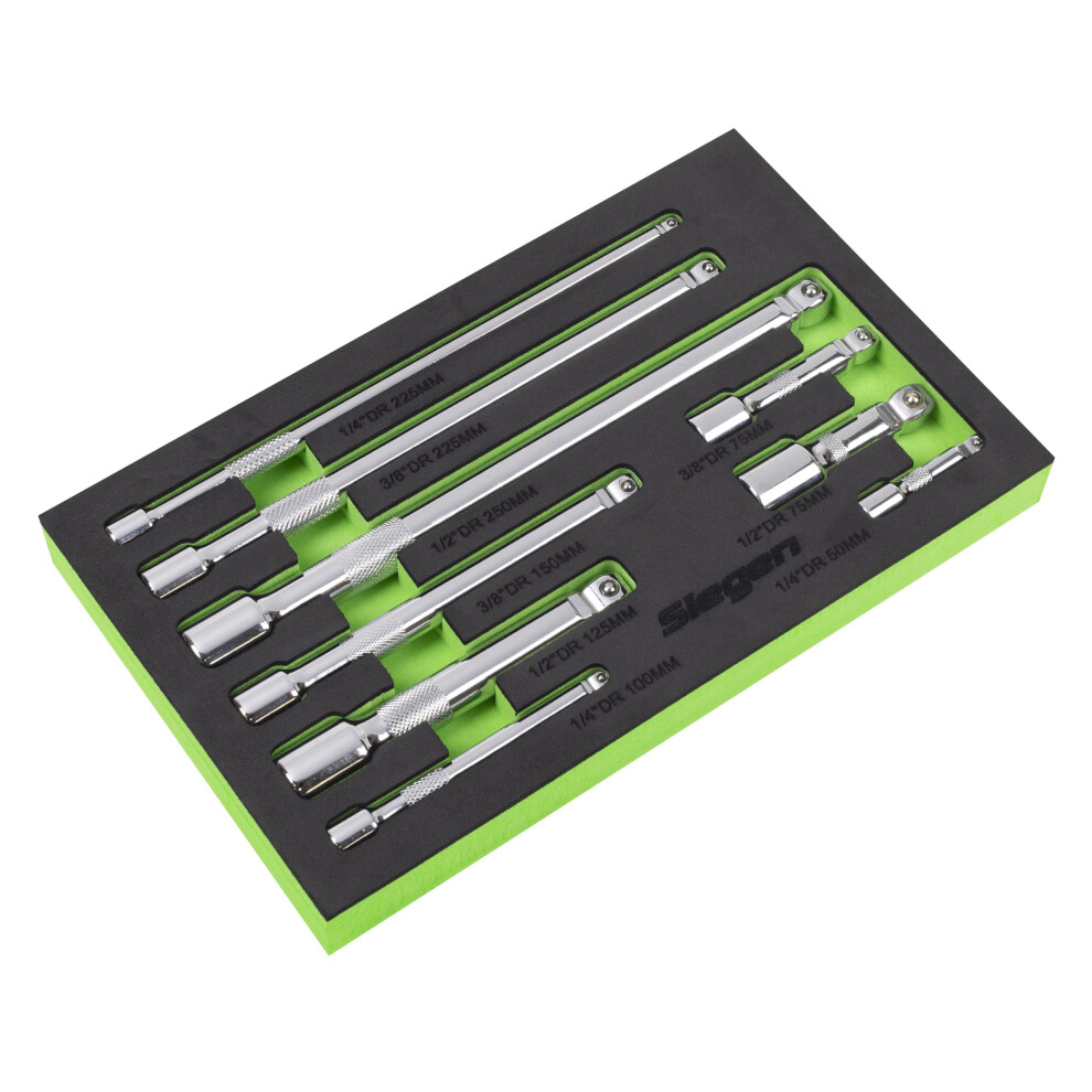 Sealey Siegen By 1/4", 3/8" & 1/2" Sq Drive Extension Bar Set 9Pc - S01292