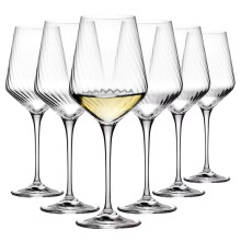 Krosno, White Wine Glasses, Set of 6 x 450 ml, Avant-Garde Lumi Collection