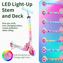 BELEEV Scooters for Kids Ages 3-12 with Light-Up Wheels & Stem & Deck, 2 Wheel Folding Scooter for Girls Boys, 3 Adjustable Height