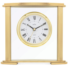 Acctim Colgrove Gold Mantel Clock for Living Room, Polished Brass Effect Metal Carriage Clock with Floating Glass Dial