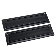 QCAA Solid Brass Mail Slot, with Solid Brass Interior Back Plate, 10" x 3", Matte Black, 1 Pack, Made in Taiwan