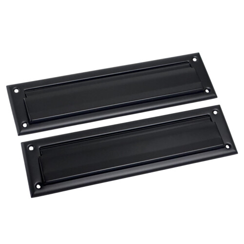 QCAA Solid Brass Mail Slot, with Solid Brass Interior Back Plate, 10" x 3", Matte Black, 1 Pack, Made in Taiwan