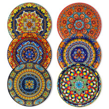 vancasso KRVI Dessert Plates Set of 6, 8.5 Inch Bohemian Style Porcelain Salad Plates, Small Dinner Plate Set, Microwave, Oven and Dishwasher Safe