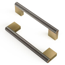 FURNIWARE 10 Pack Knruled Cabinet Handles, 128mm (5 Inch) Hole Center Shiny Antique Brass, Vintage Kitchen Cupboard Pulls for Drawer Dresser