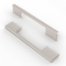 Furniware 10-Piece Kitchen Cabinet Handles - Carving Drawer Pulls, 160mm (6.3 Inch) Hole Center, Brushed Nickel