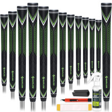 SAPLIZE High-Performance Rubber Golf Grips, High Shock Absorption, Non-Slip, 13 Grips with All Kits, Standard Size, Green, CC10 Golf Club Grips
