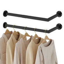 Yawinhe Industrial Pipe Clothes Rack,60 cm Wall Mounted Clothes Rail, Heavy Duty Detachable Metal Garment Hanging Storage Rail,Multi-Purpose Hanging
