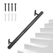 SUPAWAY Handrail Stairs 91 cm Black Wall Handrail Railing Stainless Steel Stair Handrail Diameter 32 mm Round Non-Slip Wall Mounting Safety Handle