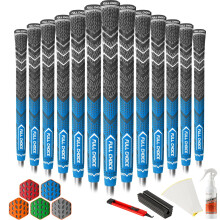 Full Choice Cross Corded Golf Grips 13 Pack with All Kits, Low Taper Design, 3 Sizes 4 Colors Options, Multi-compound Hybrid Golf Club Grips