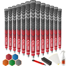 Full Choice Cross Corded Golf Grips 13 Pack with All Kits, Low Taper Design, 3 Sizes 4 Colors Options, Multi-compound Hybrid Golf Club Grips