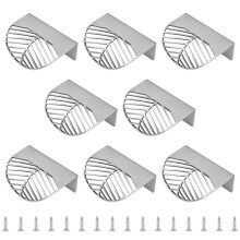 MOROBOR Stainless Steel Finger Edge Pulls, 8pcs Leaf Shaped Cabinet Handles Decorative Furniture Handle with Mounting Screws for Cupboard Cabinet