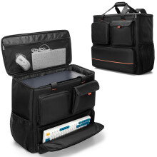 Trunab PC Desktop Carrying Case with Multiple Storage Pockets, PC Computer Tower Backpack Bag, Traveling Carrier for Keyboard, Cable