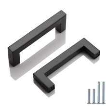 PinLin 20 Pack Cabinet Handles Stainless Steel Bathroom Drawer Cupboard Pulls Hole Centre 96mm Width 12mm Black Square T Bar Handle