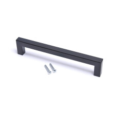 BSM Marketing 10 Pack Kitchen Door Handles 160mm Hole Centre Flat Black Cabinet Handles Stainless Steel Square Cupboard T Bar Handle (Screws Included)