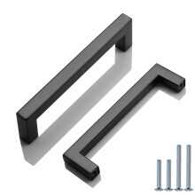 PinLin 30 Pack Cabinet Handles Hole Center 128mm Flat Black Kitchen Door Handles Stainless Steel Drawer Pulls Square T Bar Cupboard Handles with