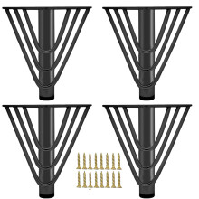 KMERCE 4Pcs Black Metal Furniture Legs 18cm height, Replacement Modern Chic Elegant Sofa Legs for Coffee Table, TV Cabinet