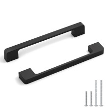 Rergy Matte Black Cabinet Pulls Kitchen Cabinet Handles 6-1/4in(160mm) Hole Centers Dresser Drawer for Bathroom Zinc Alloy Drawer Handles Black Pulls