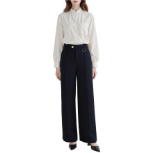 Rechte Broek voor Dames, Elastische Hoge Taille, Rechte Pijpen, Zakelijke Casual Stijl Zwart L