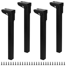 SUPAWAY 4 x Folding Table Legs, 30 cm, Foldable Furniture Feet, Metal Coffee Table Legs, Iron Black, 90 Table Legs, Foldable, Short, Square