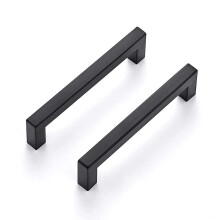 LONTAN 25 Pack Black Kitchen Cupboard Handles 160mm Hole Centers Black Wardrobe Handles Stainless Steel