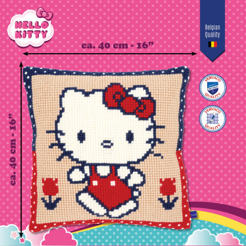 Vervaco Hello Kitty on a Walk Cross Stitch Cushion, Multi-Colour 1
