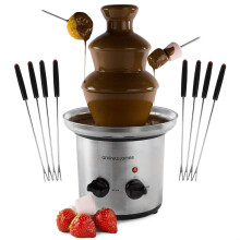 Andrew James Chocolate Fountain with 8 Skewers | 3 Tiers Fondue Set with Extra Deep Drip Tray