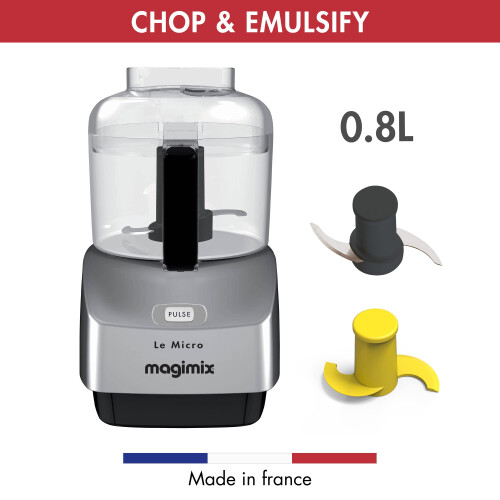 Magimix Magimix Le Micro Mini Chopper | Ultra Compact | Multifunctional | Satin | 18115, Silver 2