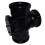 Triple Socket Pushfit Soil Pipe 90 Degree Access Tee - Black 1